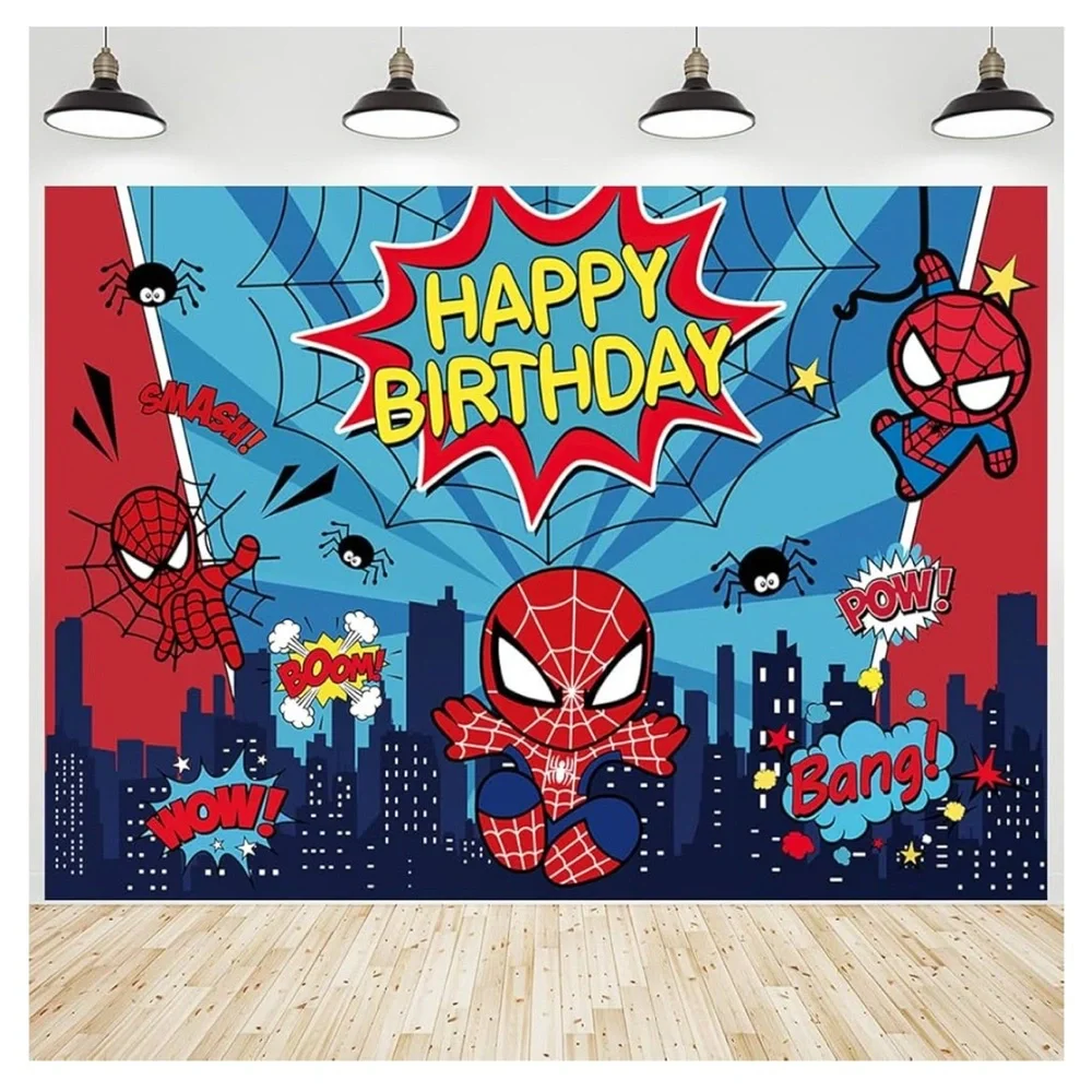 Spider-Man Happy Birthday backdrop kid #2,5x7,Balloons,Theme Party Kit